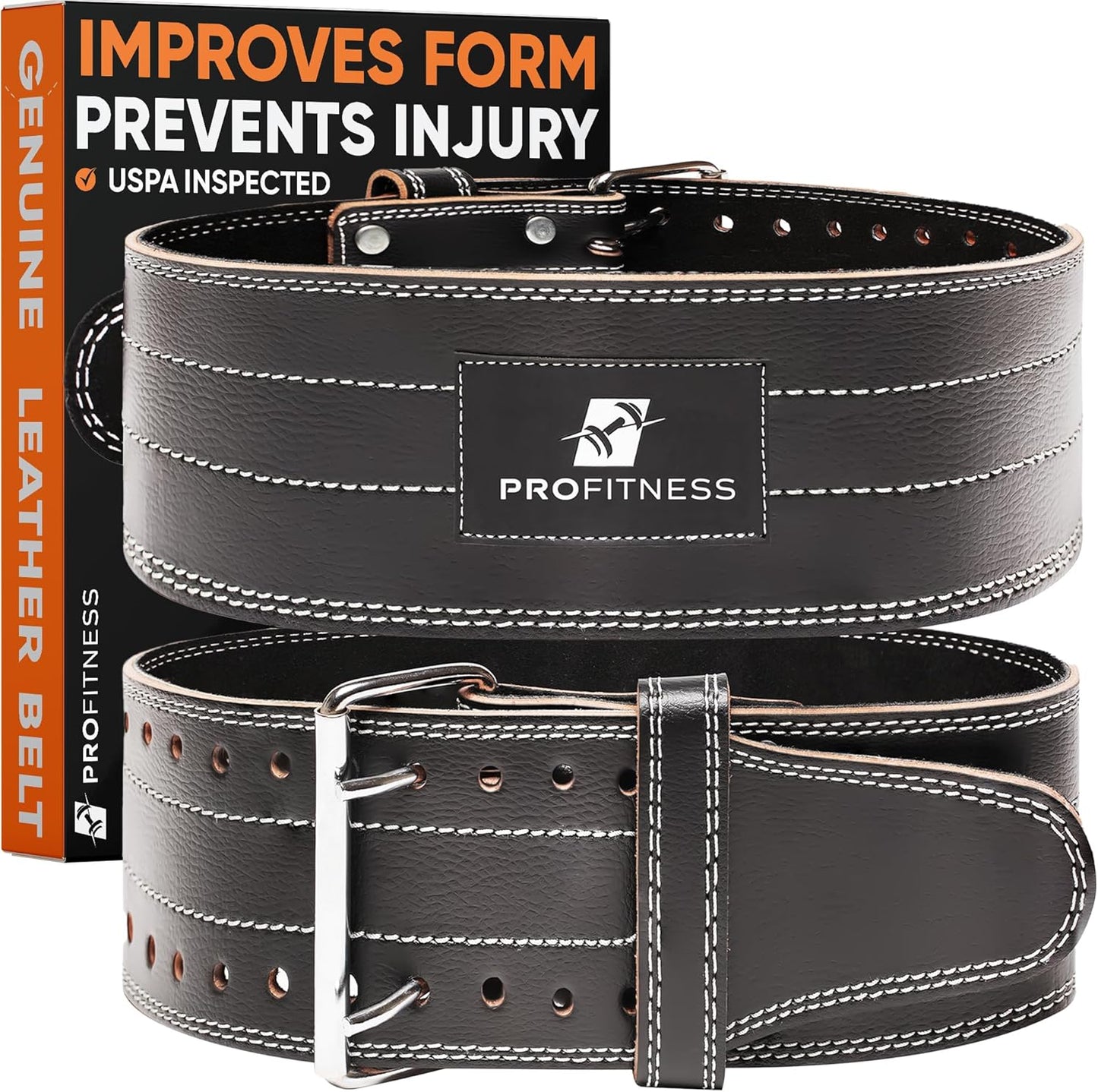 Genuine Leather Workout Belt (4 Inches Wide) - Proper Weight Lifting Form - Lower Back Support for Squats, Deadlifts, Cross Training