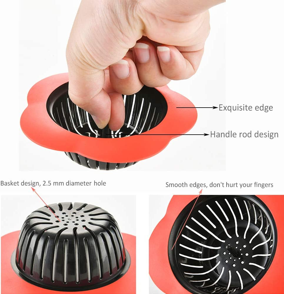 Plastic Sink Strainer, Silicone Kitchen Sink Strainer, Easy Clean Sink Drain Filter Basket, Kitchen Sink Basket Strainer( 4 Pack, Multicolored)