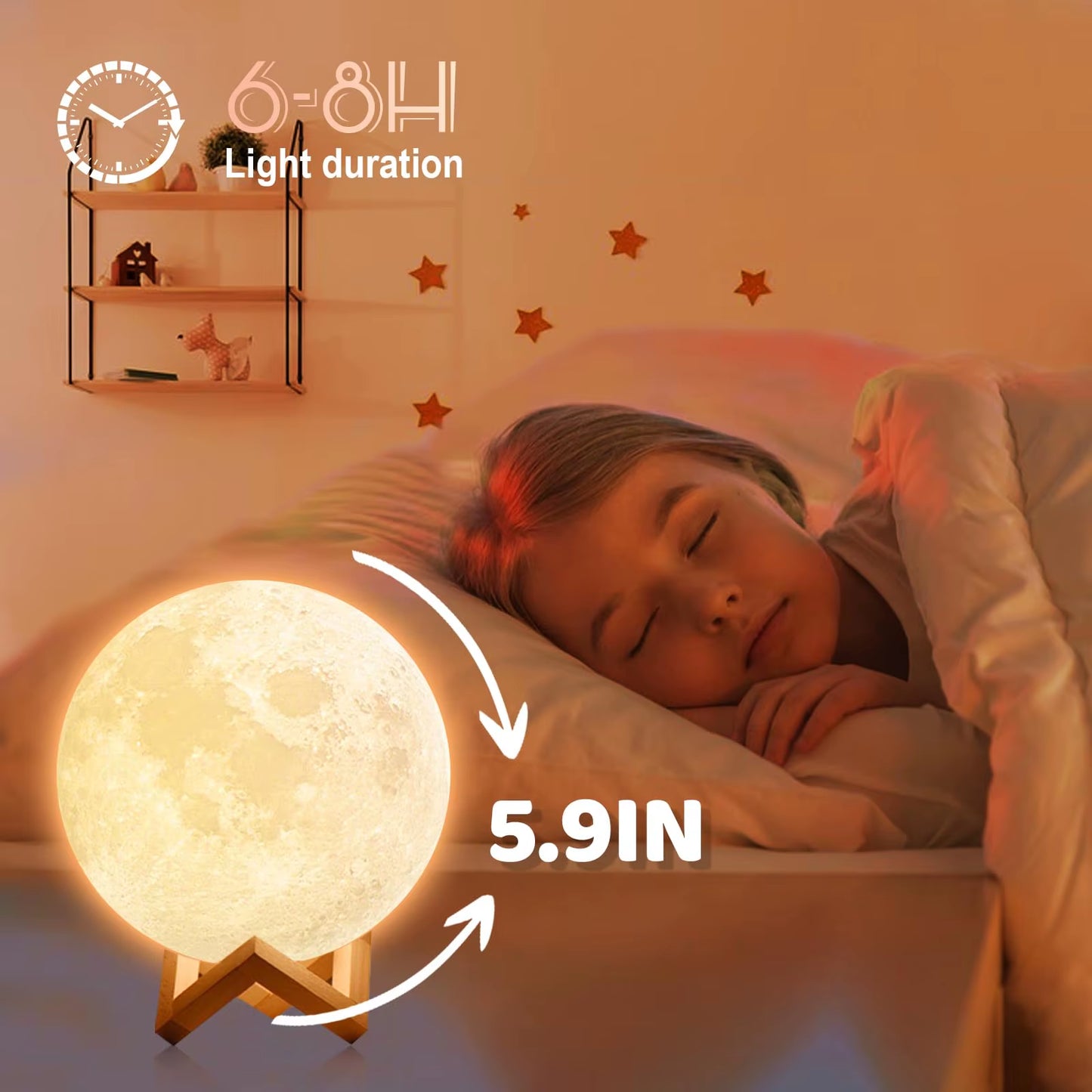 16 Color LED Moon Light USB Rechargeable Remote Control Tap Light Moon Lamp for Bedroom Decoration Kids Birthday Gift Nightlight
