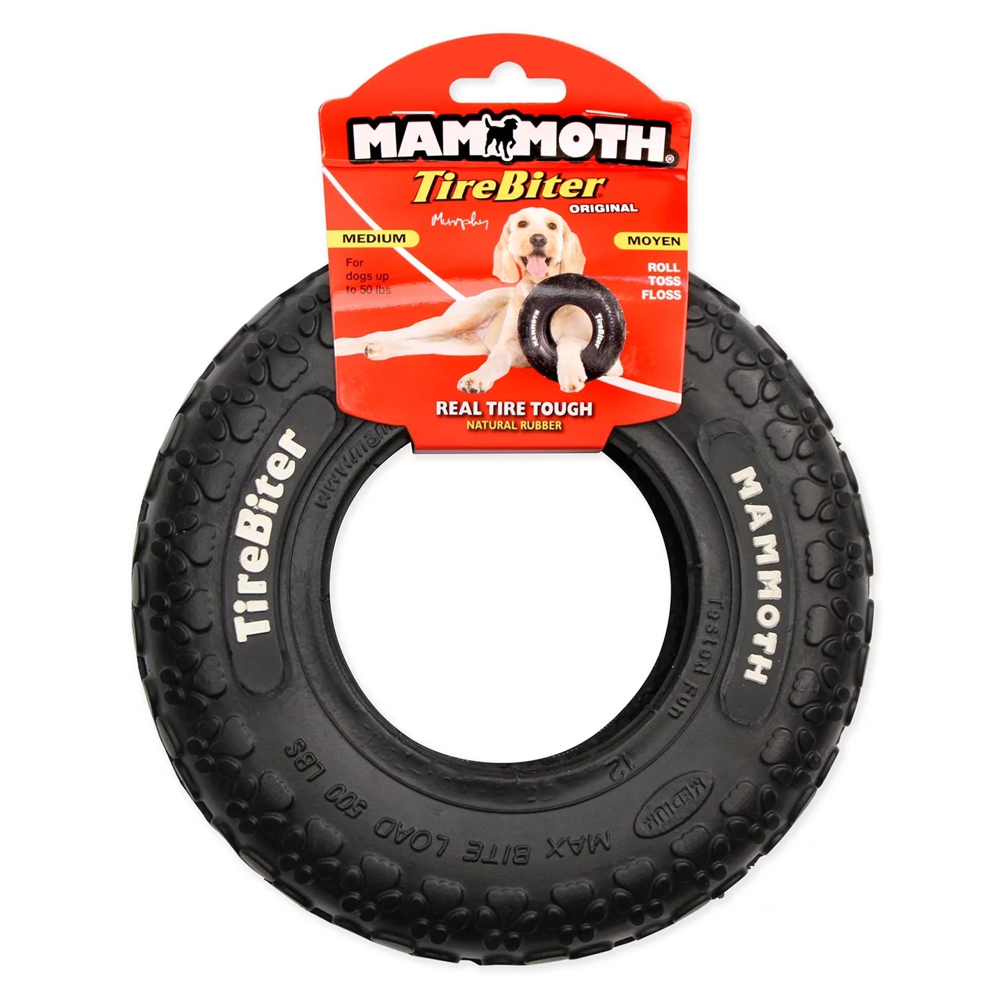 Tirebiter Original Rubber Dog Toy, Medium, 8", Assorted Colors