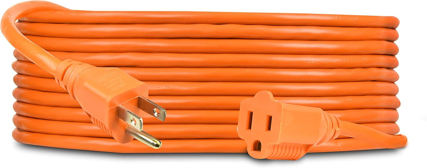 Heavy Duty Extension Cord/Wire Power Cable, Indoor/Outdoor, 16/3, Single Outlet, 30 Feet, UL Listed, Black